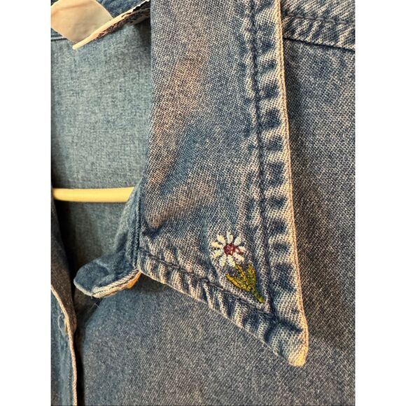 Vintage 90s Bobbie Brooks Denim Embroidered Autumn Teddy Bear Vest XXL - Picture 5 of 6